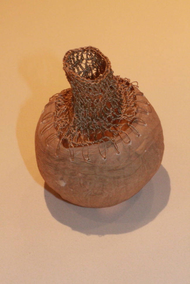 Long Neck, Handmade paper, flex, knitting yarn, 2009