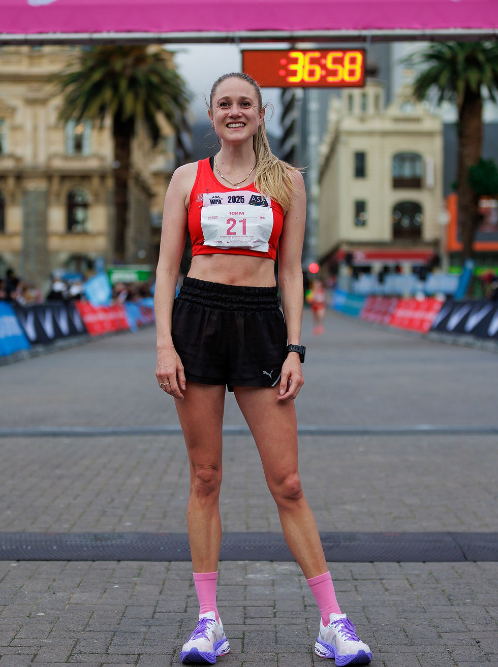 Jacobs at the Totalsports Women’s Race Cape Town where she placed 15th in a time of 35:51. Photo Credit: Retruvent Media.