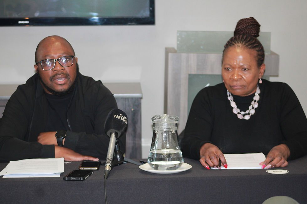 Mfuneko Joko and Dorah Mgwevu reiterated their call for ASA President James Moloi to resign. Photo Credit: Lebogang Pita.