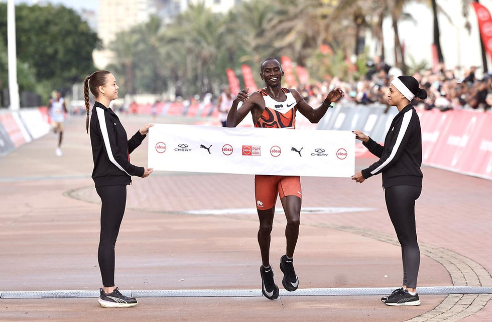 Cheptegei delivers 10km masterclass as Cherop announces herself with breakthrough victory at the Absa CITY DURBAN 10K