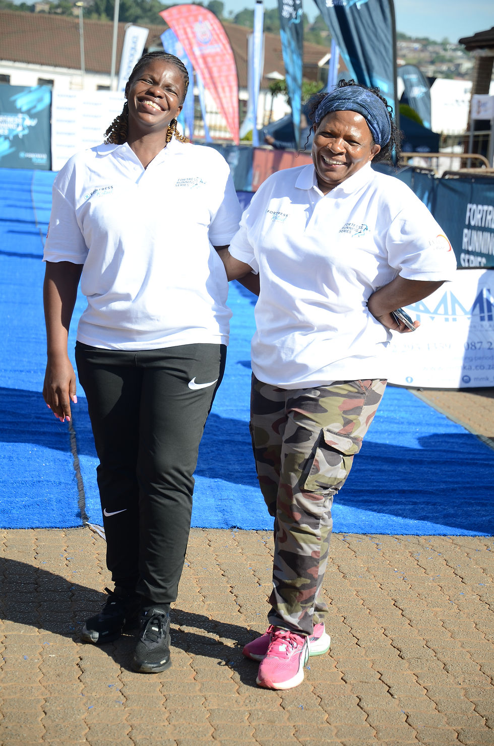 Venda Plaza Centre Manager Winny Hlakodi (left) and Race Director Dorah Mngwevu all smiles after a successful event. Photo Credit: Fortress Running Series.