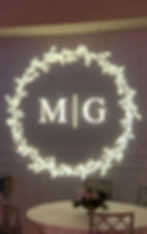 Customized wedding floor monogram and name projection lighting by E34 Events in NJ.