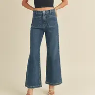 Just Black Denim Dark Patch Pocket Wide Leg