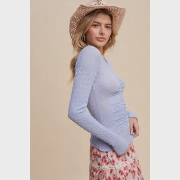 Thumbnail: Textured V-Neck Cinched Bodycon Top