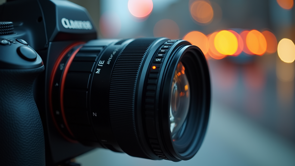 Close-up of a professional camera setup