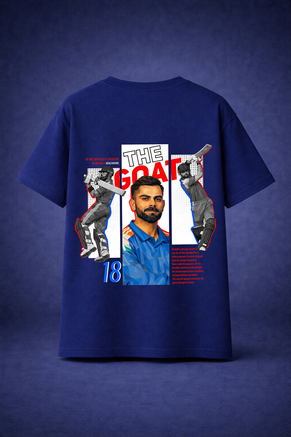 Thumbnail: The GOAT 18 – Virat Kohli Edition T-Shirt (Round Neck)