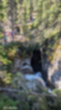 log jams above the waterfall