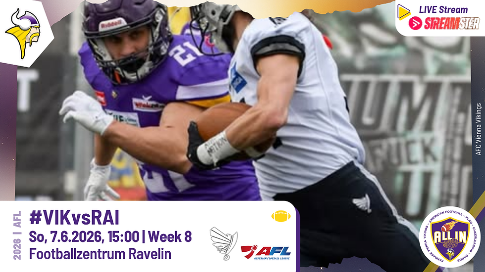 AFL26 - Week 8: Heimspiel gegen die Swarco Raiders Tirol am Sonntag