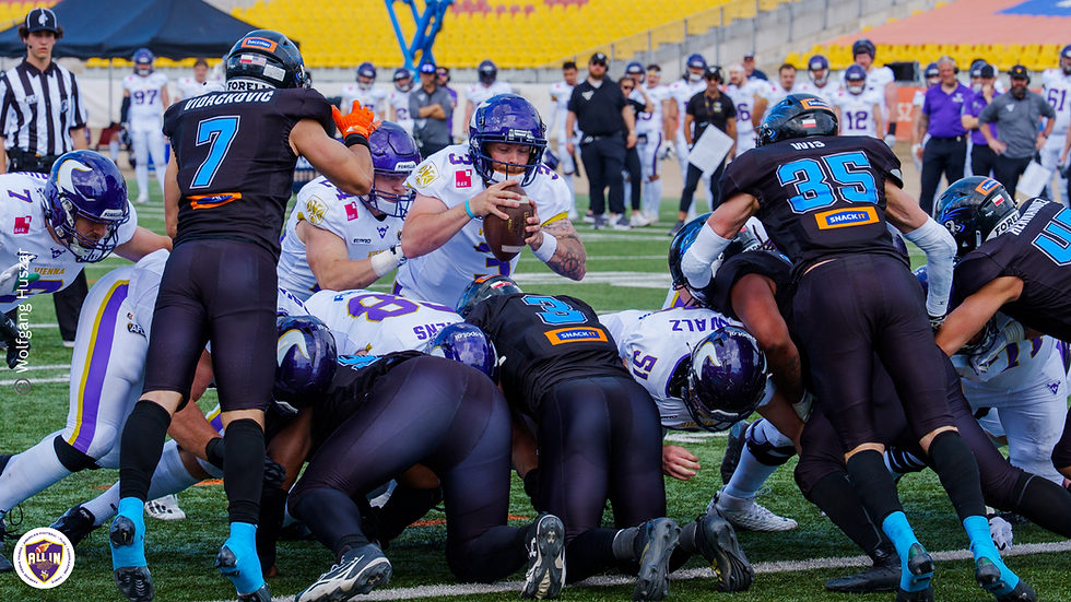 Ben Holmes at Panthers Wroclaw in Week 2 für das letzte Yard, aka QB-Sneak, aka Tush Push