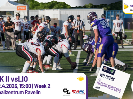 AFC Vienna Vikings: Football-Sonntag auf der Ravelin, DOUBLE mit College Football