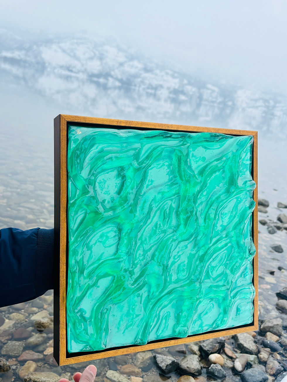 Thumbnail: Ocean’s Embrace in Emerald (12x12)