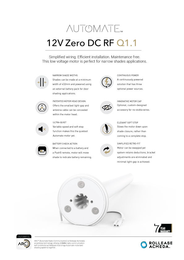 Automate DC 12 Volt Motor - 1.1 Nm features