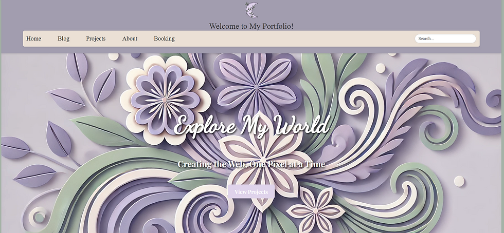 My first venture into web design: a self-made site using only HTML and CSS, showcasing creativity with its elegant floral theme.