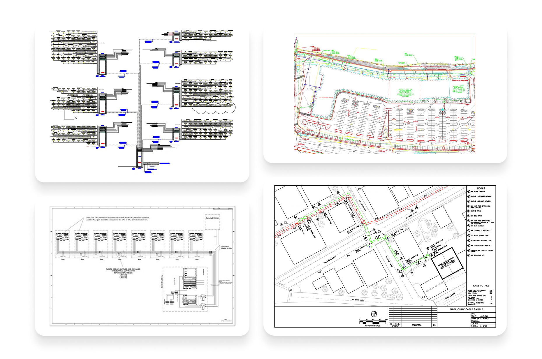 Fiber optic network drafting sample for telecom infrastructure