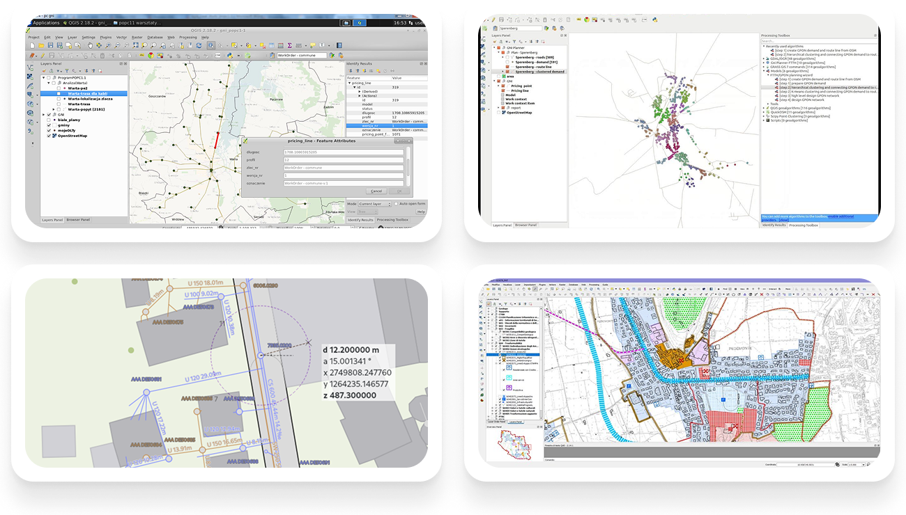 Visual element representing QGIS integration for geospatial planning