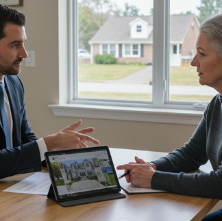 Bend Real Estate Agent reviewing a comparative market analysis with a homeowner.