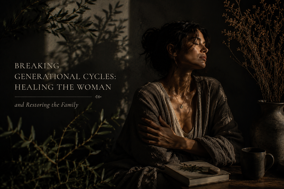 Woman sitting by window, eyes closed, shadows and botanicals