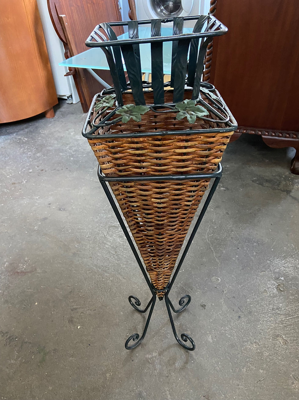 Thumbnail: Rattan weave and metal dried flower vase/decoration/umbrella stand