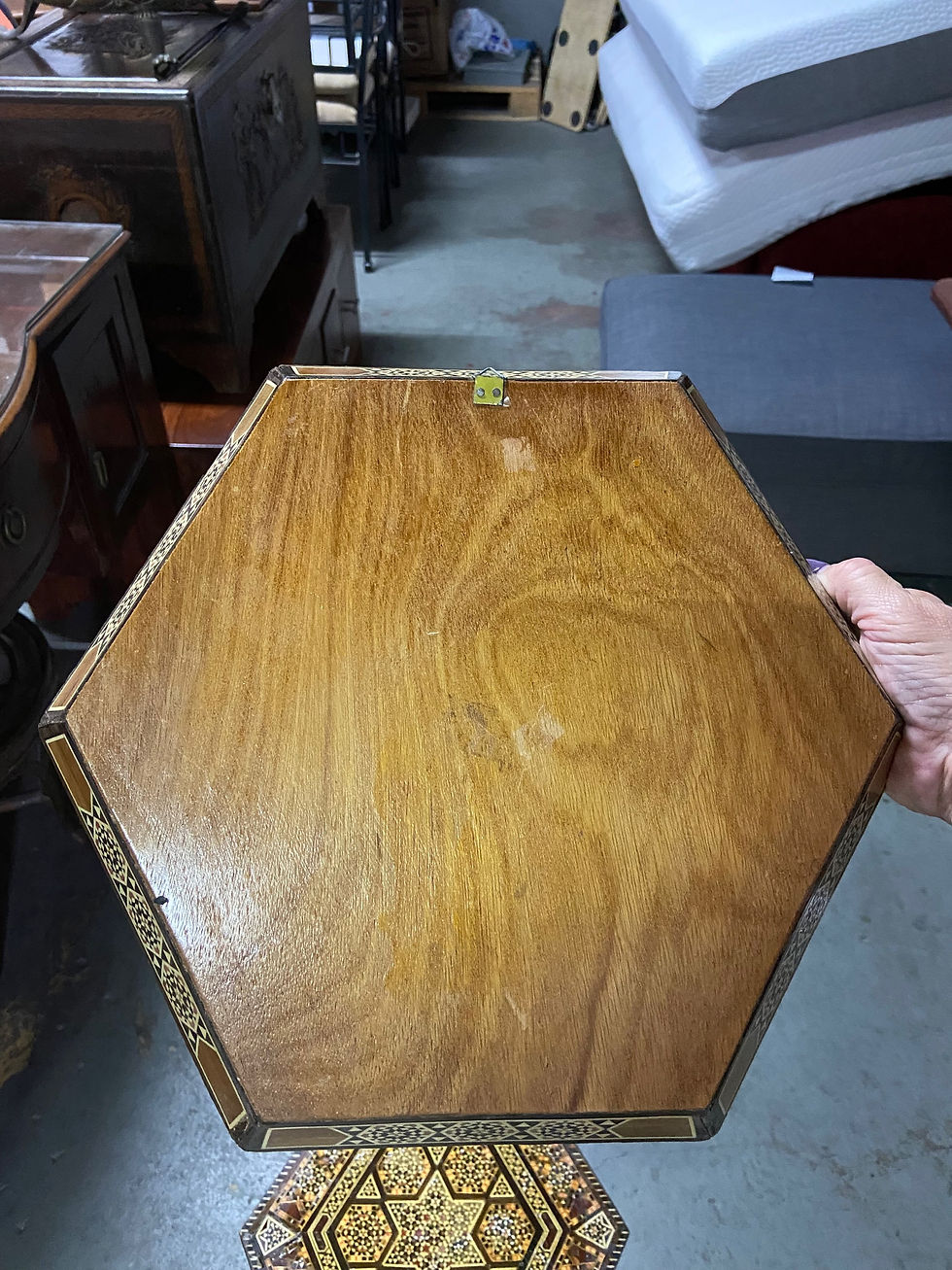 Thumbnail: Moroccan or Syrian wall hanging/tray with beautiful inlay detailing 