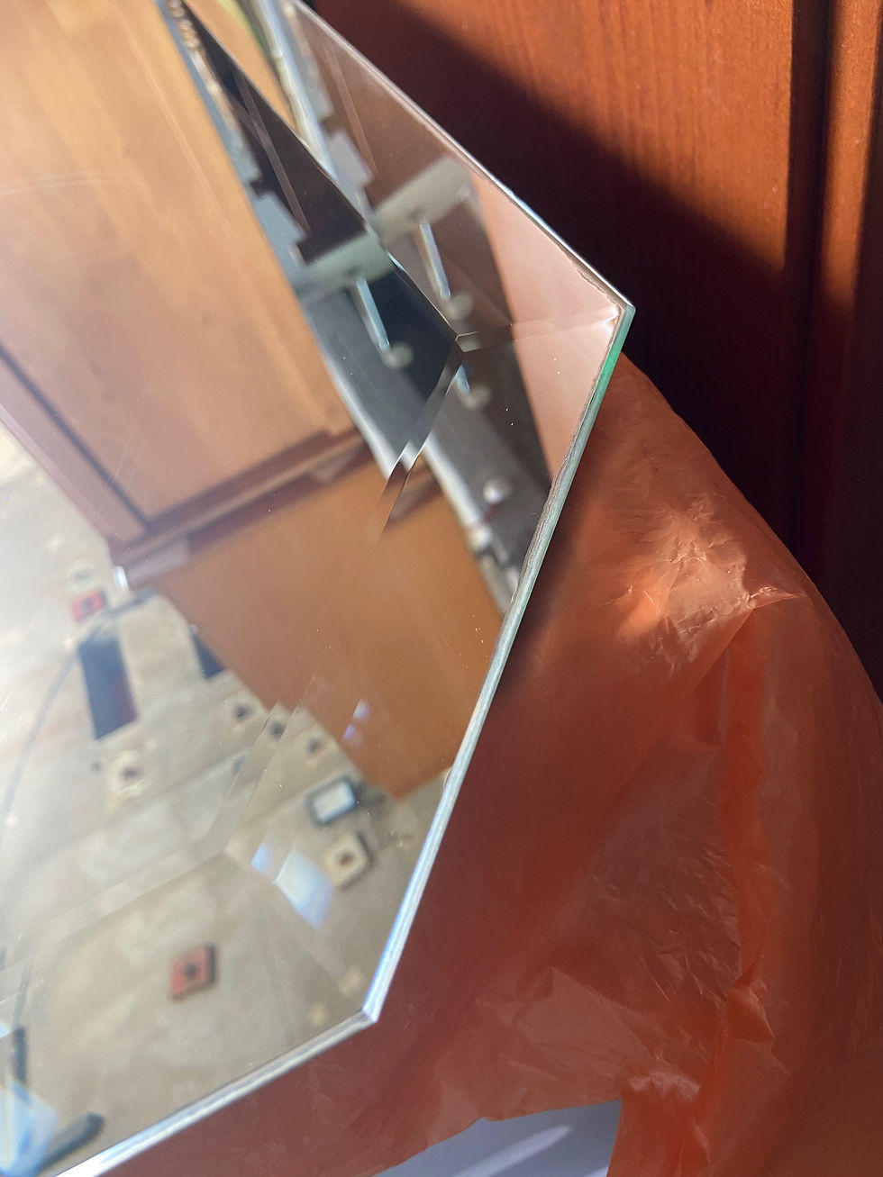 Thumbnail: Large bevelled edge bathroom mirror 61x69.5 