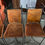 Thumbnail: 4 wrought iron and antique leather chairs ideal for garden or do’er up 