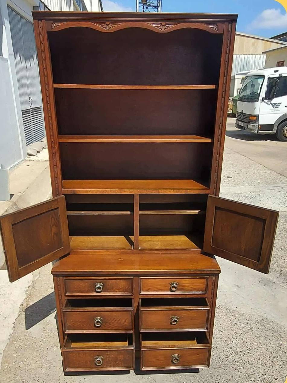 Thumbnail: Beautiful vintage oak dresser with 2 shelves, 6 drawers & 2 cupboards €395