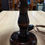 Thumbnail: Dark wood base champagne shade lamp 
