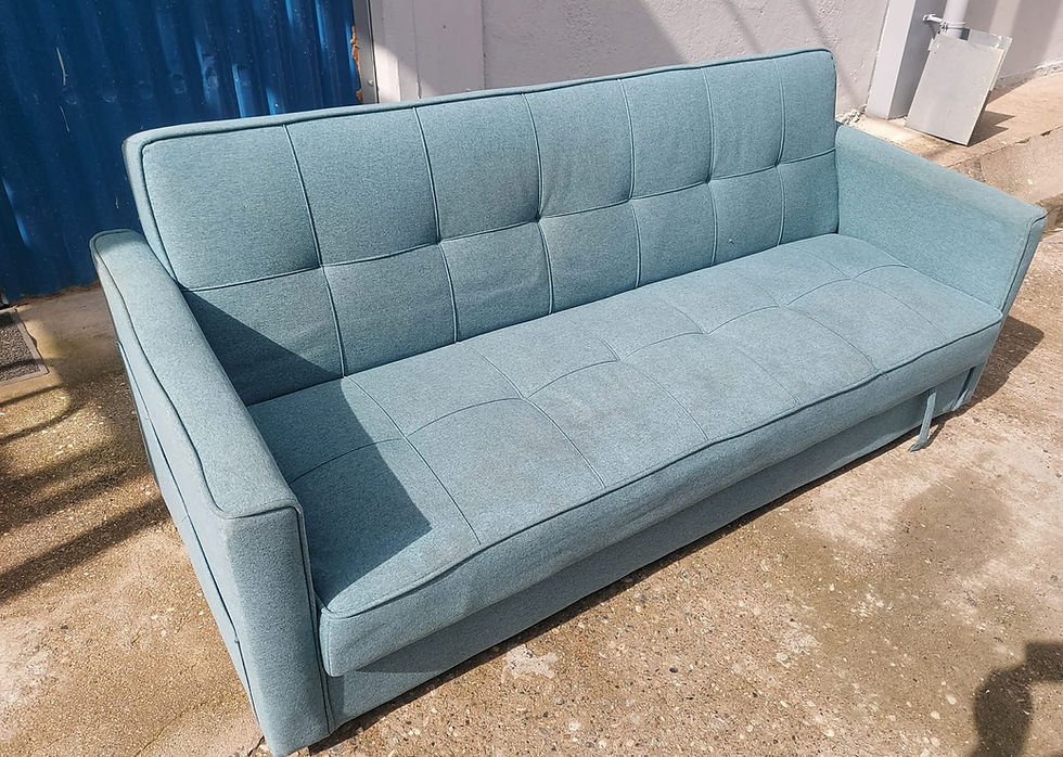 Thumbnail: Lovely sea spray green sofa bed (152 x 45 x179) €135
