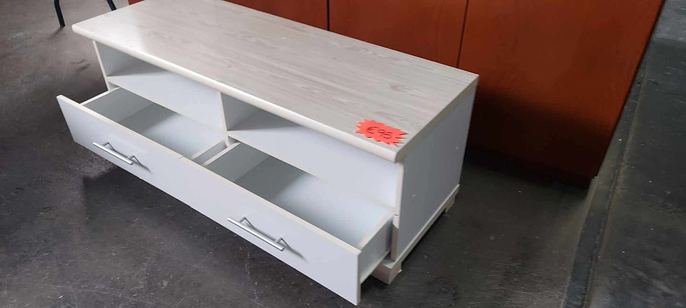 Thumbnail: White low level TV unit with 2 drawers (121 x 45 x 46) 