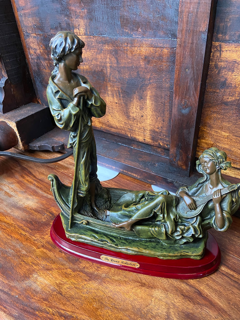 Thumbnail: "In The Gondola" The Crosa Collection" Resin Figurines/ornament on Wooden Base 