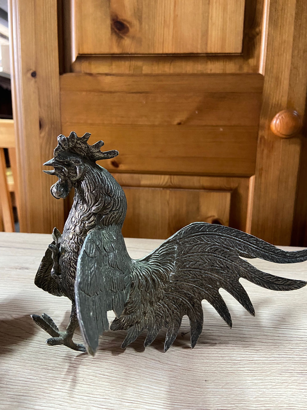 Thumbnail: A pair of vintage brass Rooster Figurines from mid century 
