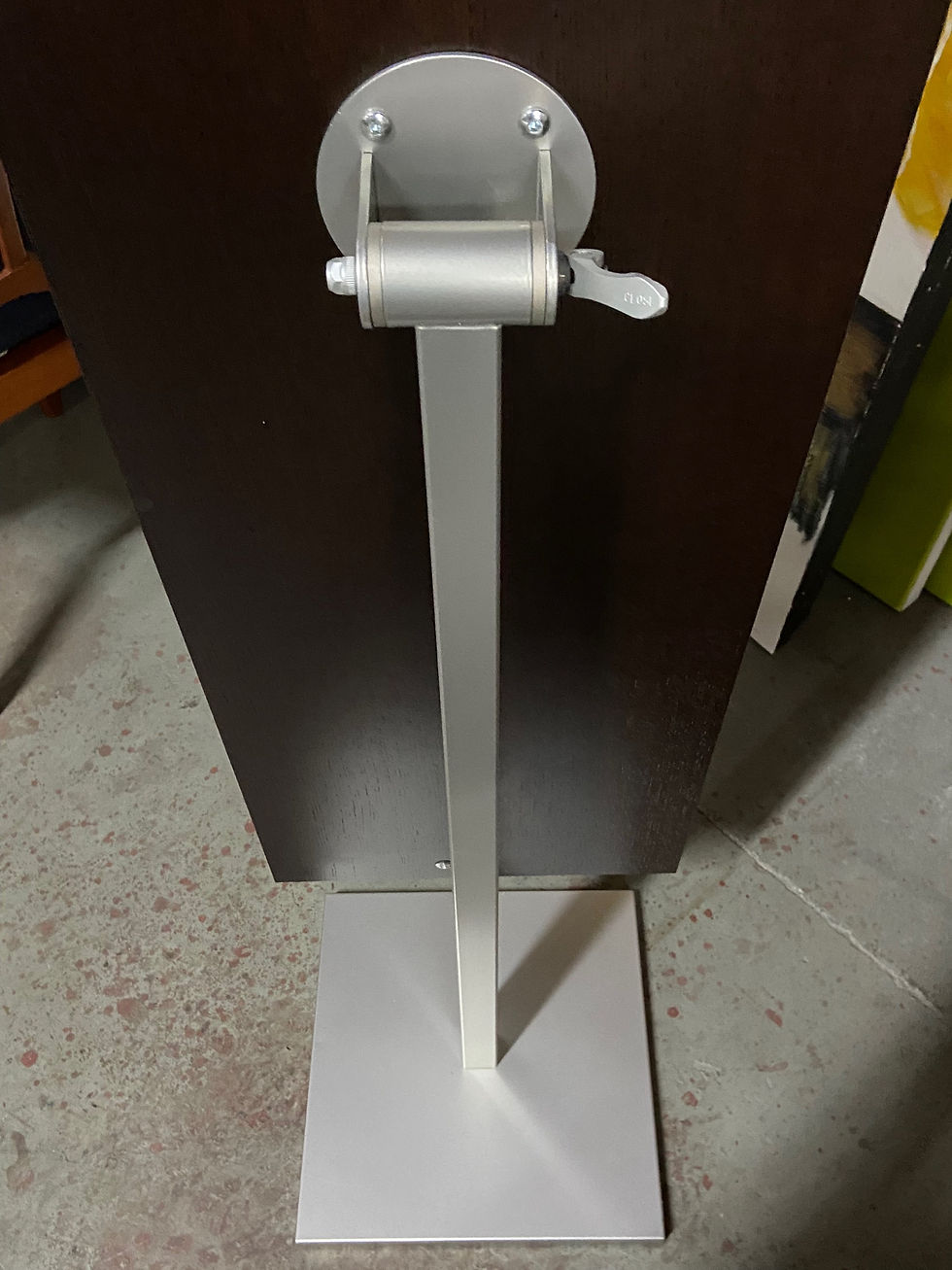 Thumbnail: Very heavy dark wood backed free standing adjustable tilt full length mirror wit