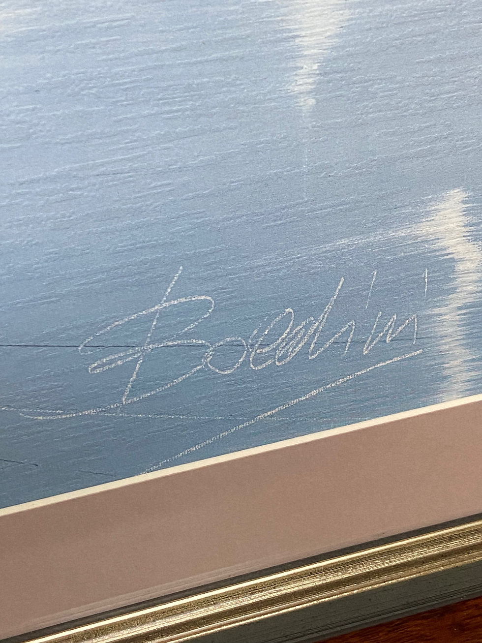 Thumbnail: Signed and framed boat picture 