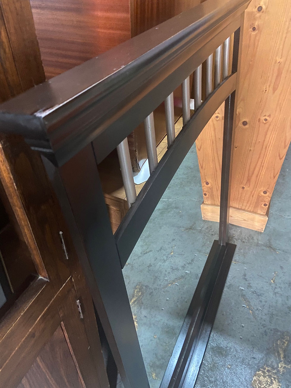 Thumbnail: Very large dark brown wood veneer surround mirror 109x123 