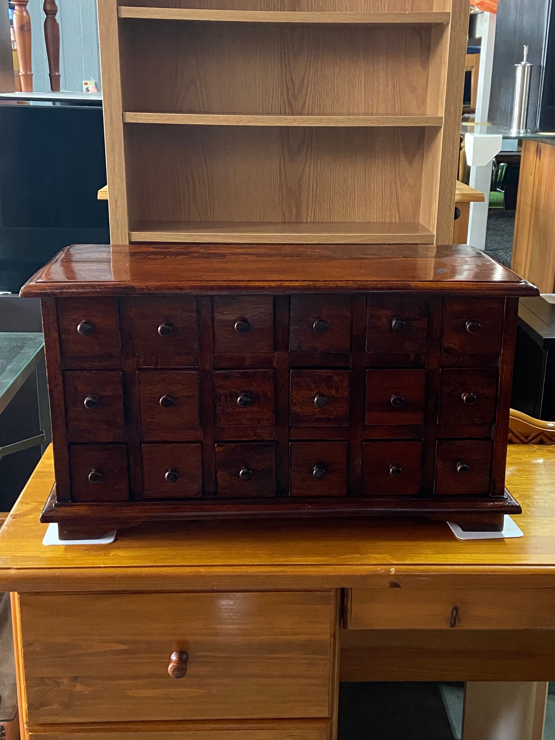 Indian Wood apothecary 18 drawer cupboard 