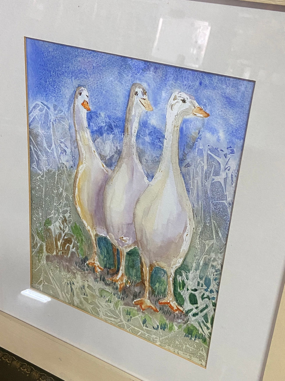 Thumbnail: Beautifully framed 3 ducks watercolour by Carmella McKenzie 