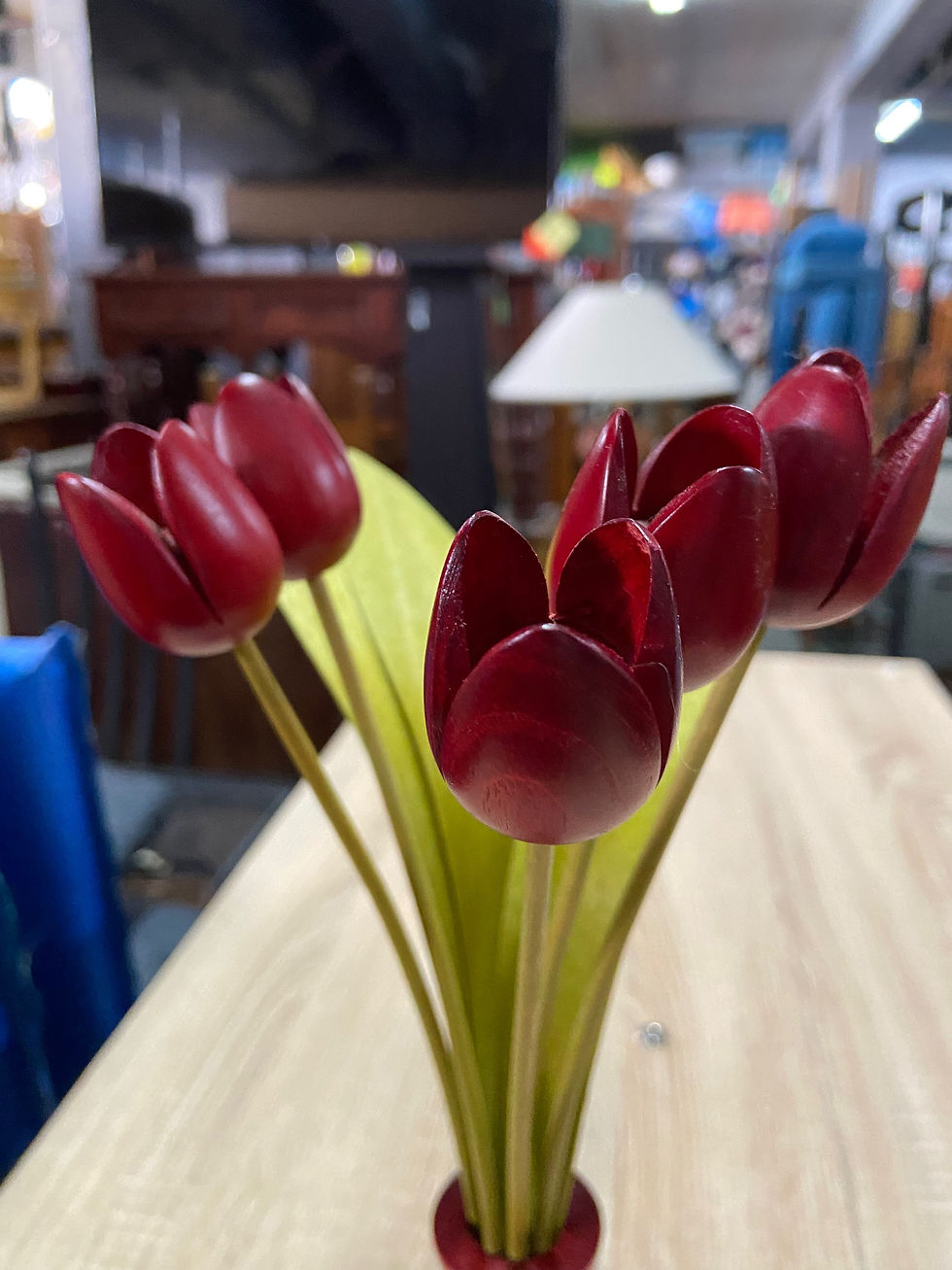 Thumbnail: Cute ornamental wooden vase of wooden tulips Vase 16h 