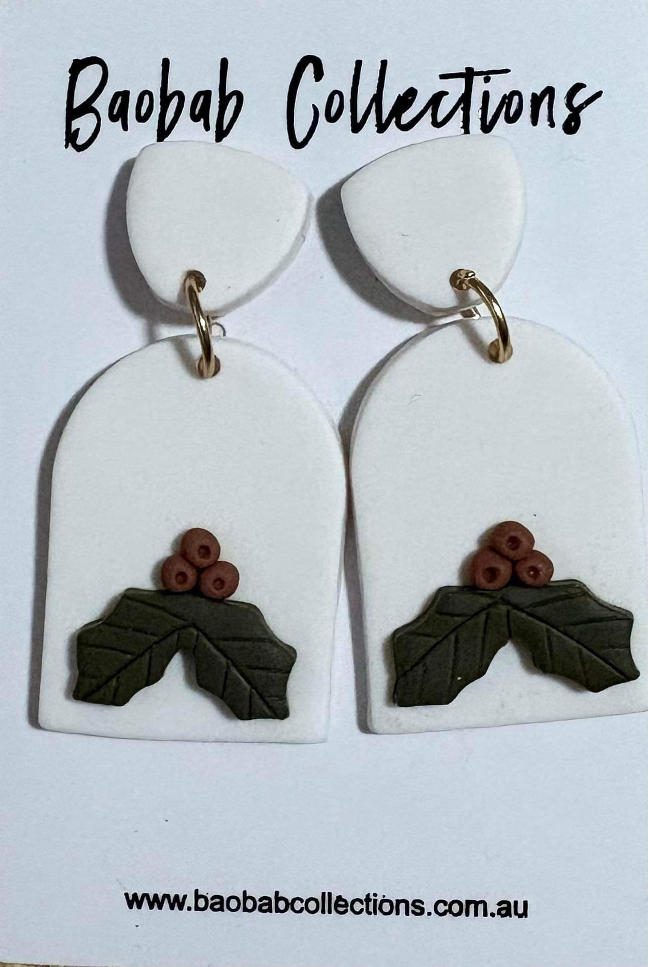 White Christmas Drop Earrings 