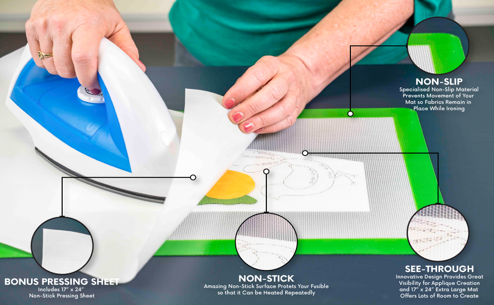 and Bonus Teflon Coated Pressing Sheet! 17 x 24 Precision Fusing Mat