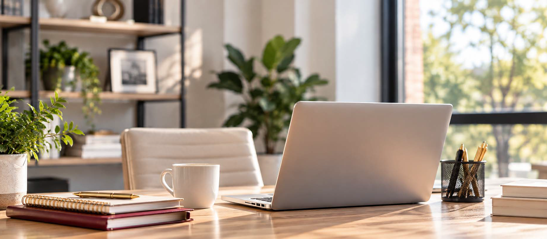Modern bookkeeping workspace with laptop and financial documents