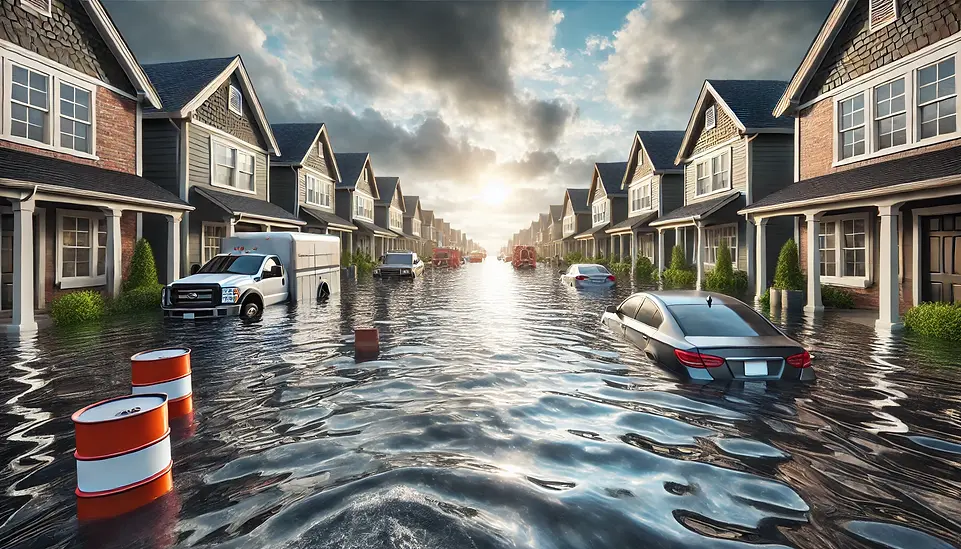 DALL·E 2025-06-30 17.51.21 - A realistic wide-angle image of a flooded residential street