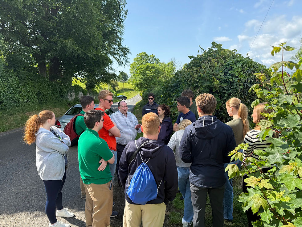 Hearing from Eamonn next to the Racecourse