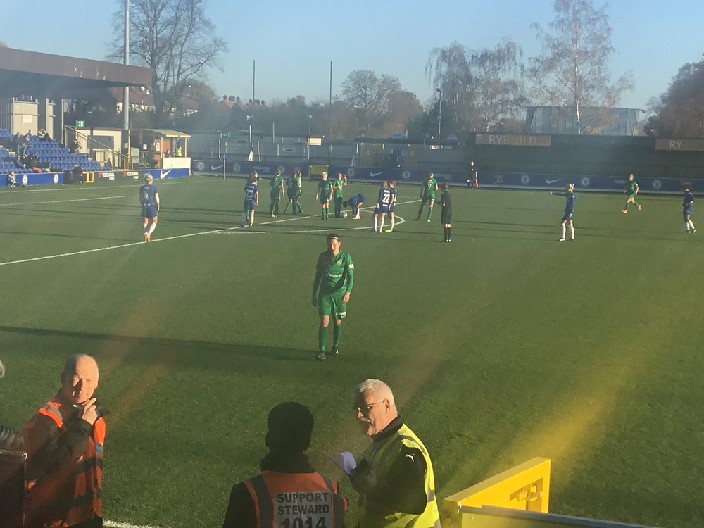 Nicola Cousins gets red card leaving Yeovil with 10 players as they are thrashed by Chelsea 5-0 Photo by Paul Lagan