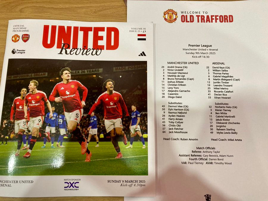 Man Utd v Arsenal match programme: photo by @JTaylorSport