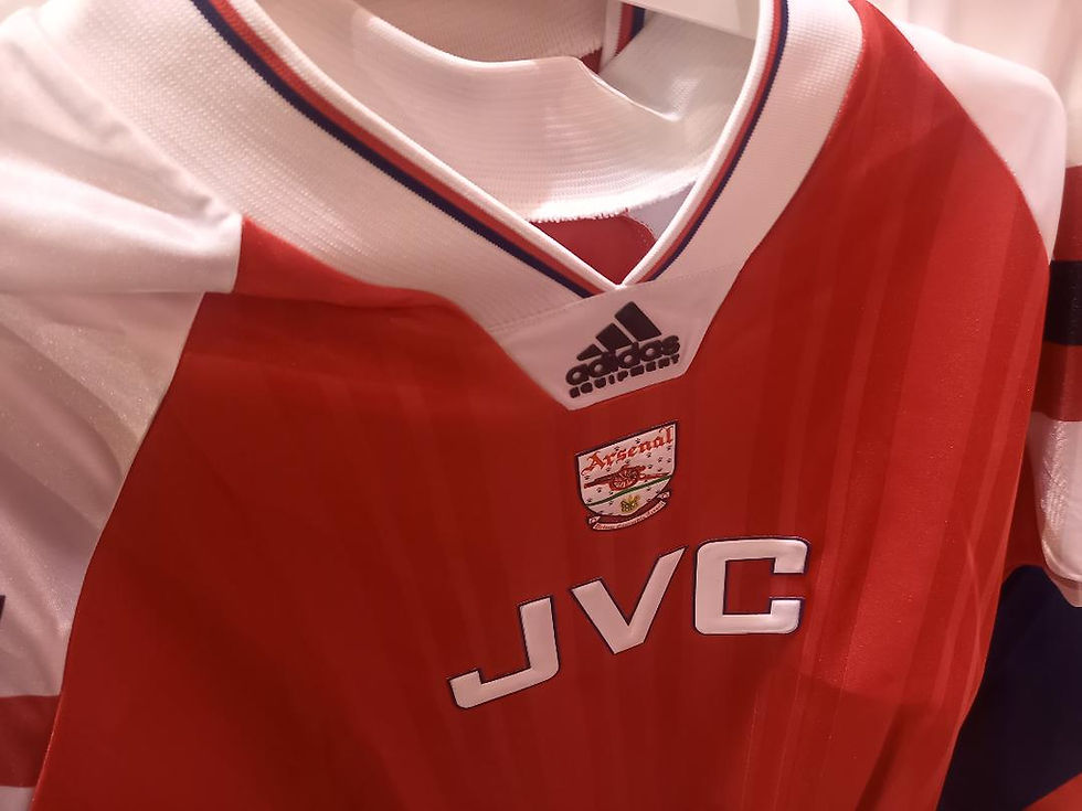 Retro-perspective. The shirt in the club shop that was all the rage when the League Cup was last won by Arsenal 32 years ago : Picture by @YTJourno