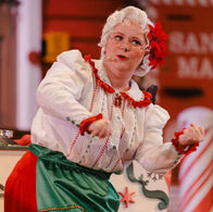Mrs. Claus Doing the NP Snow Step