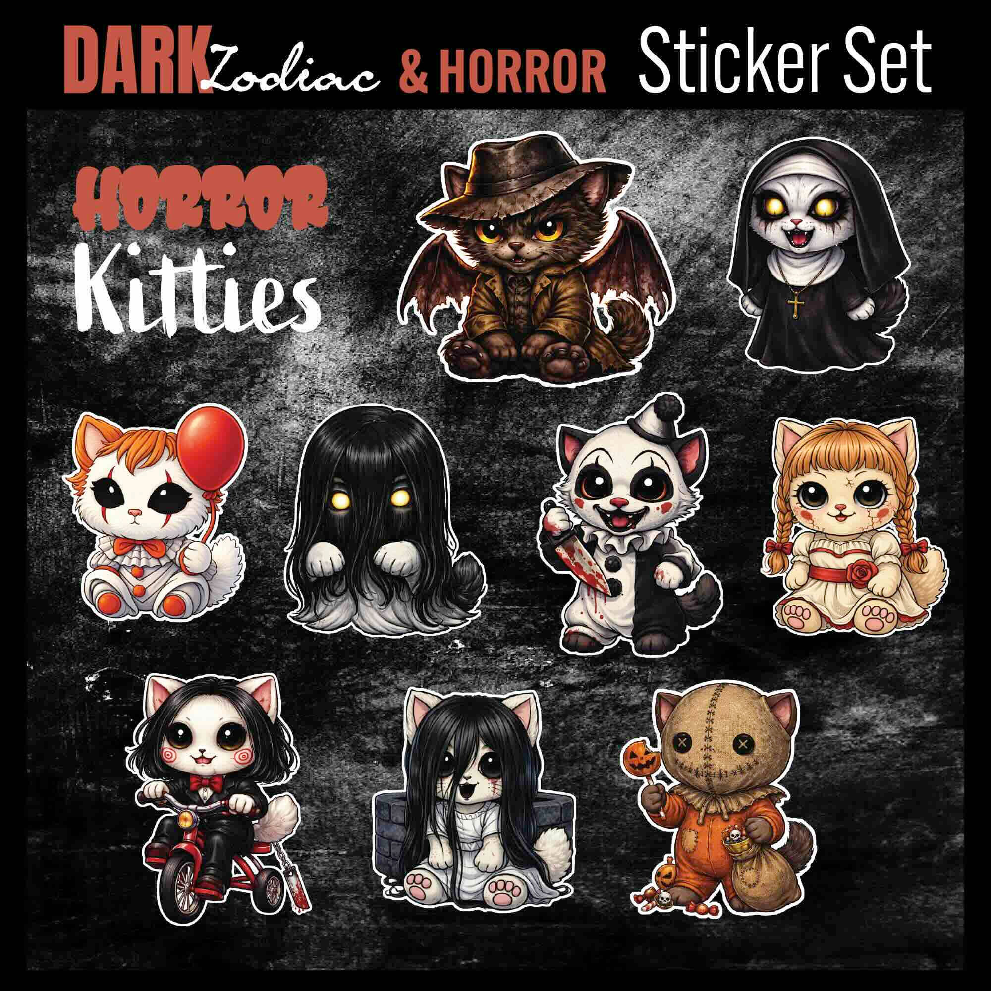 Horror Kitties Sticker Pack Series 3 (9 PCS)