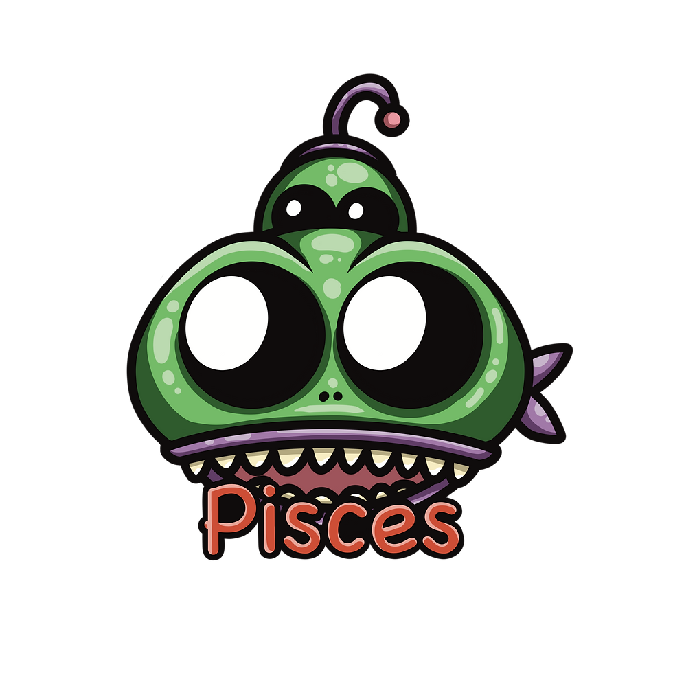 Dark Zodiac Pisces Sticker – Glossy Vinyl Fish Design | Cute Creepy Astrology