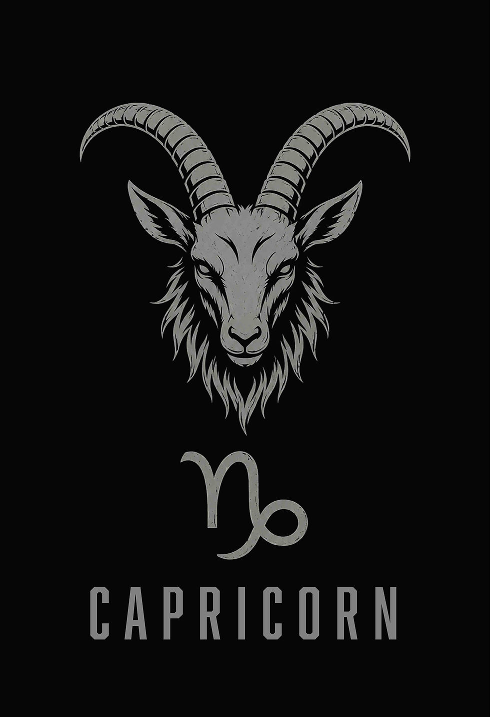 Thumbnail: Minimalist Capricorn zodiac poster featuring a clean goat emblem and Capricorn symbol on a dark background.