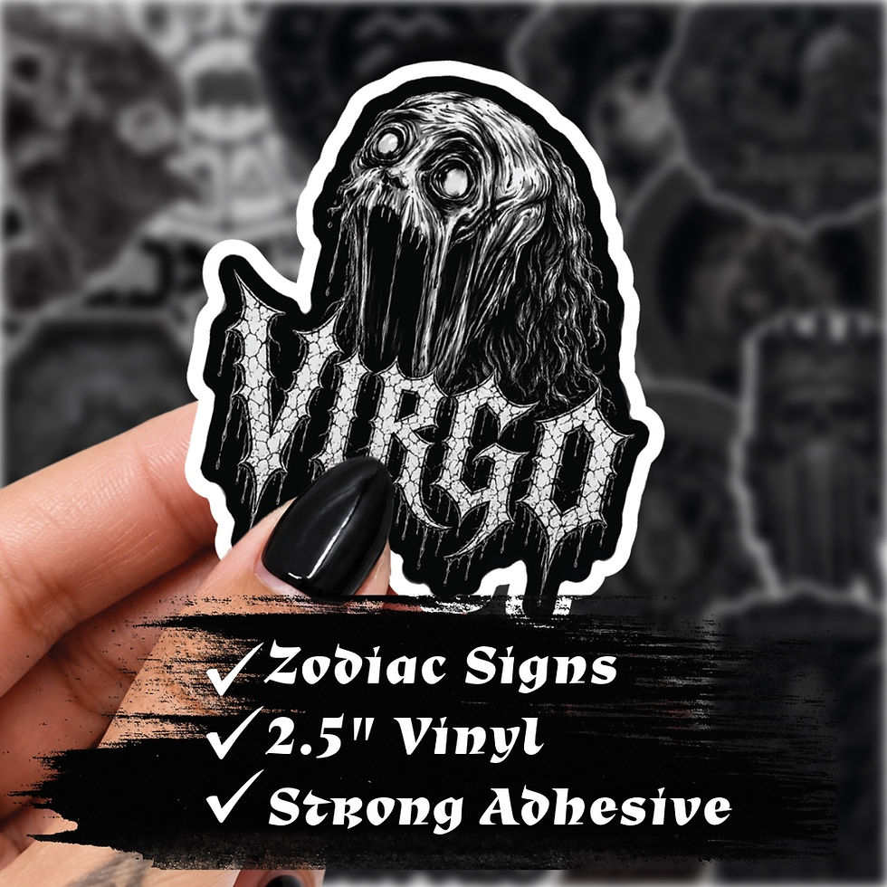 Thumbnail: Dark Zodiac Virgo vinyl sticker with quality details